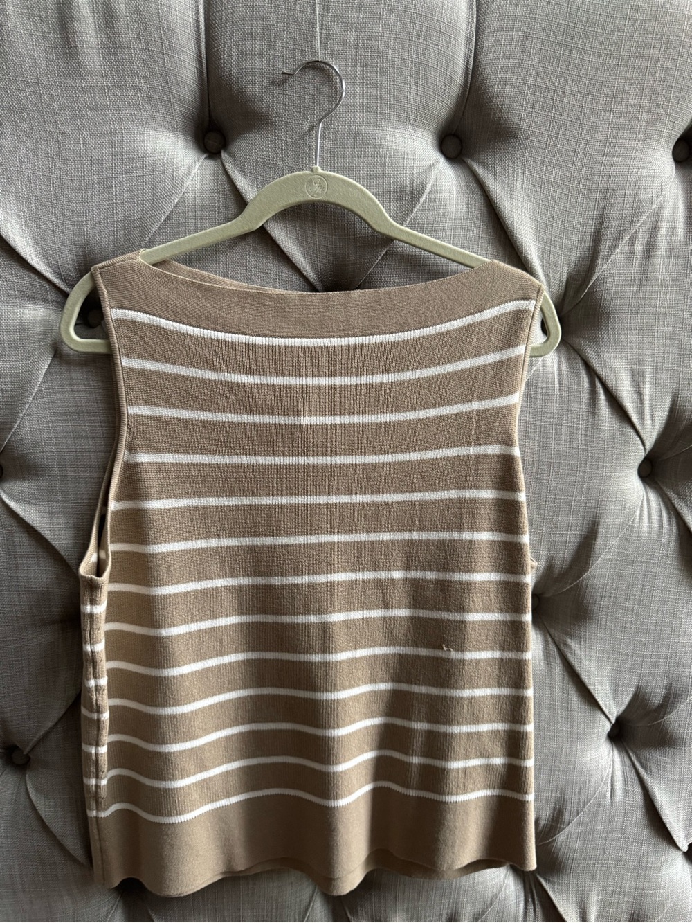 Banana Republic Taupe & White Striped Knit Tank